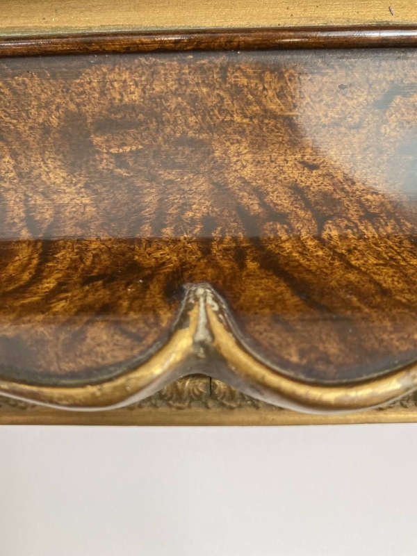 Antique Italian Convex Icon in Ornate Walnut & Bronze Oklad – Handcrafted Religious Art