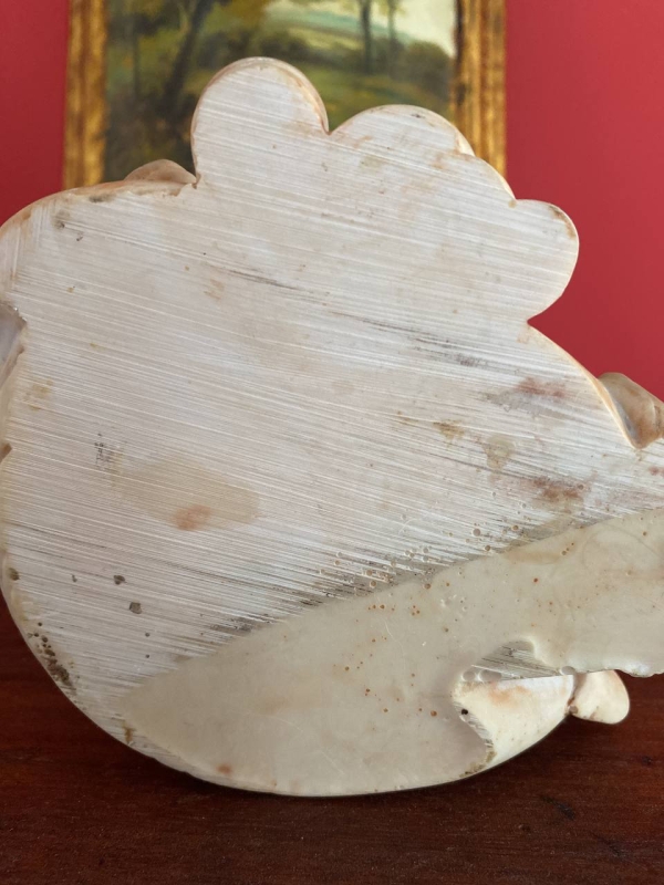 Vintage Neapolitan Bust of the Blindfolded Goddess of Fortune with Coins — Alabaster or Marble-Effect Composite, Italy, 1950s–1960s