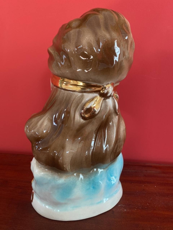 Vintage Neapolitan Ceramic Bust of the Blindfolded Goddess of Fortune with Ship's Wheel, Italy, 1950s, Mid-Century Modern