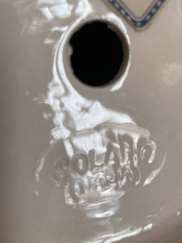 Vintage Neapolitan Ceramic Bust of the Blindfolded Goddess of Fortune with Ship's Wheel, Italy, 1950s, Mid-Century Modern