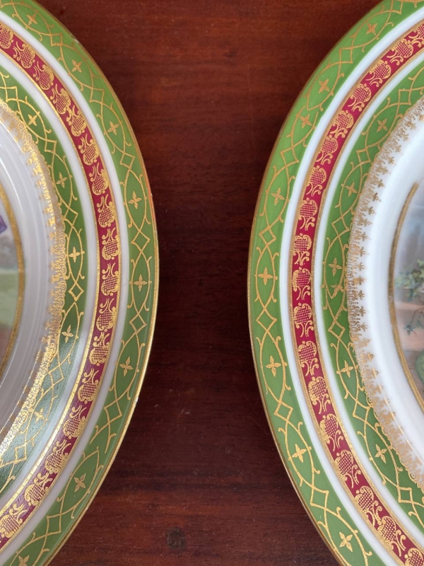 Pair of Antique Moritz Zdekauer MZ Austria Plates with Dancing Greek Nymphs