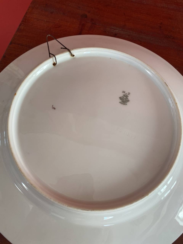 Pair of Antique Moritz Zdekauer MZ Austria Plates with Dancing Greek Nymphs