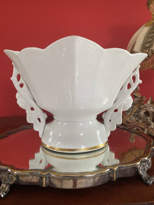 19th Century French Old Paris Vase in Soft Mint Green with Hand-Painted Floral Decoration