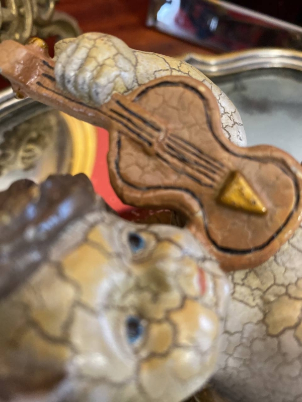 Antique Cracked-Glaze Angel Figurine, Heavy Decorative Angel for Christmas Tree or Collection