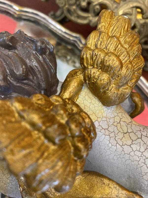 Antique Cracked-Glaze Angel Figurine, Heavy Decorative Angel for Christmas Tree or Collection